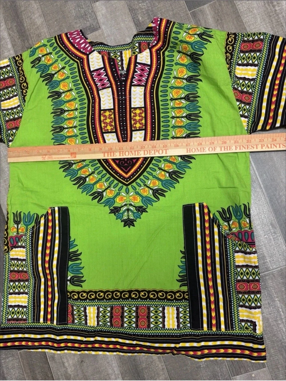 African Dashiki “Angelina” Print Shirt – Neon Green Unisex Pocket Bold Festival - Picture 4 of 8